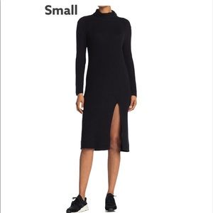 New! Nordstrom Abound rib knit long sleeve sweater dress, black, size small